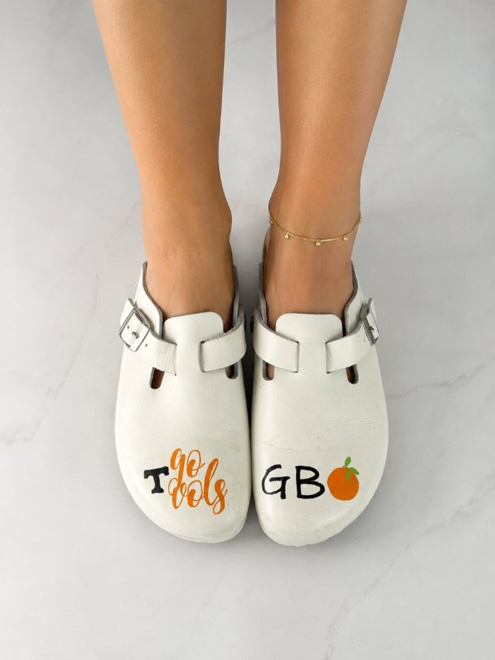 Tennessee Volunteers Boston Clogs Womens 9W White NCAA Football Birkenstock